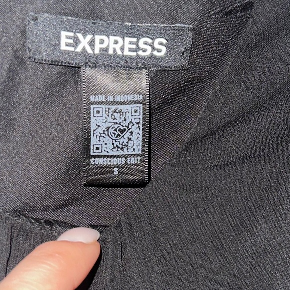 Express Dress | Long Sleeve Tie Waist Tiered Ruffle Mini Dress | Sheer | Small - Picture 6 of 8